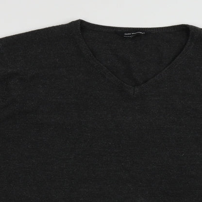 Cedar Wood State Mens Grey V-Neck  Acrylic Pullover Jumper Size L