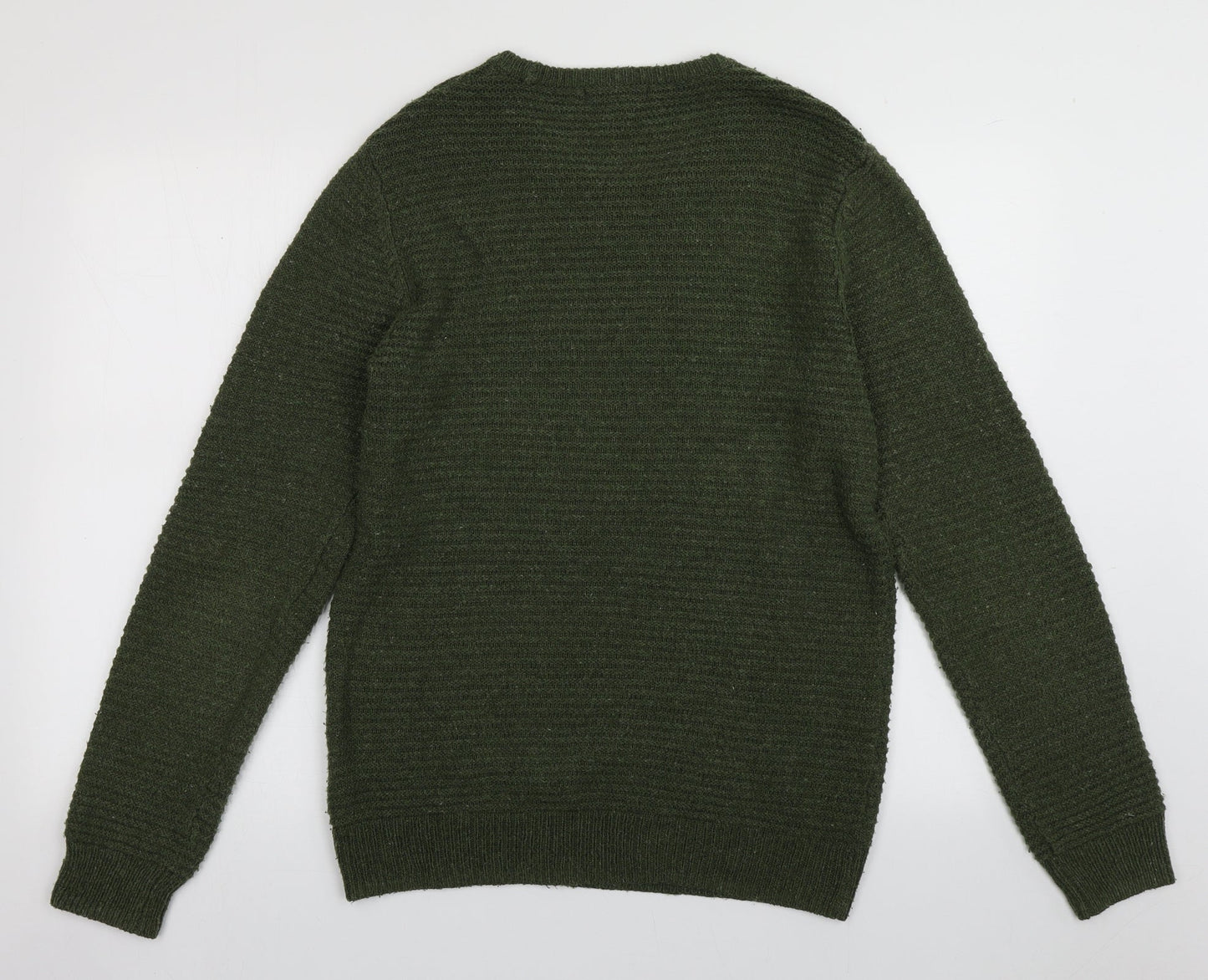 Cedar Wood State Mens Green Crew Neck  Acrylic Pullover Jumper Size M
