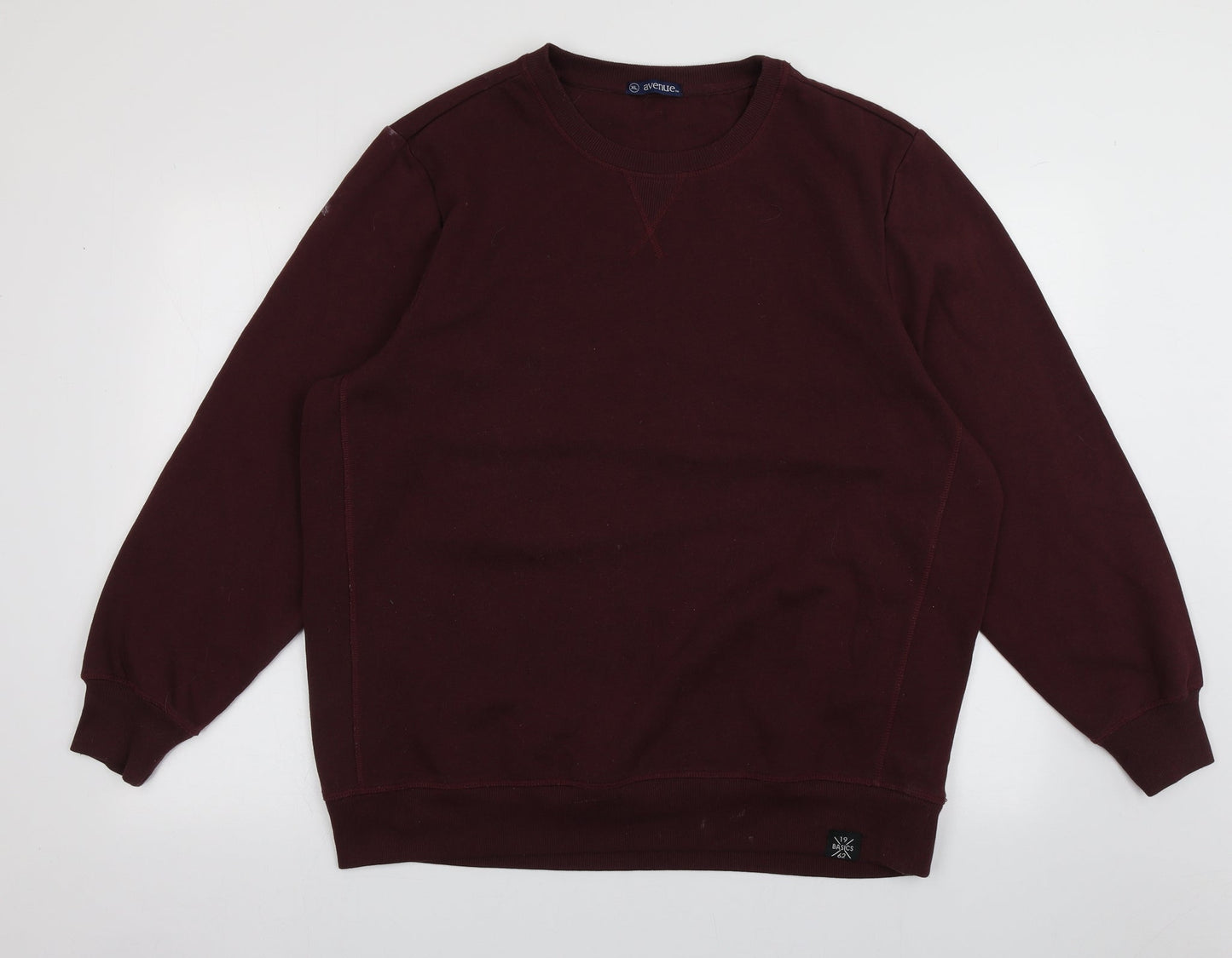 Avenue Mens Red Crew Neck  Cotton Pullover Jumper Size XL