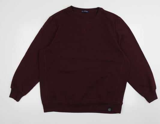 Avenue Mens Red Crew Neck  Cotton Pullover Jumper Size XL