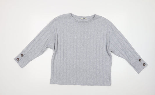 George Womens Grey Crew Neck  Polyester Pullover Jumper Size M
