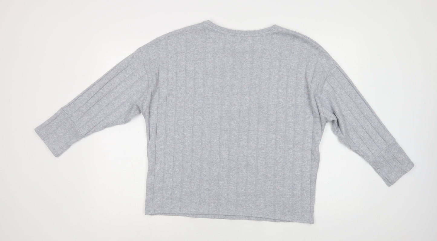 George Womens Grey Crew Neck  Polyester Pullover Jumper Size M