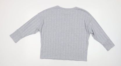 George Womens Grey Crew Neck  Polyester Pullover Jumper Size M