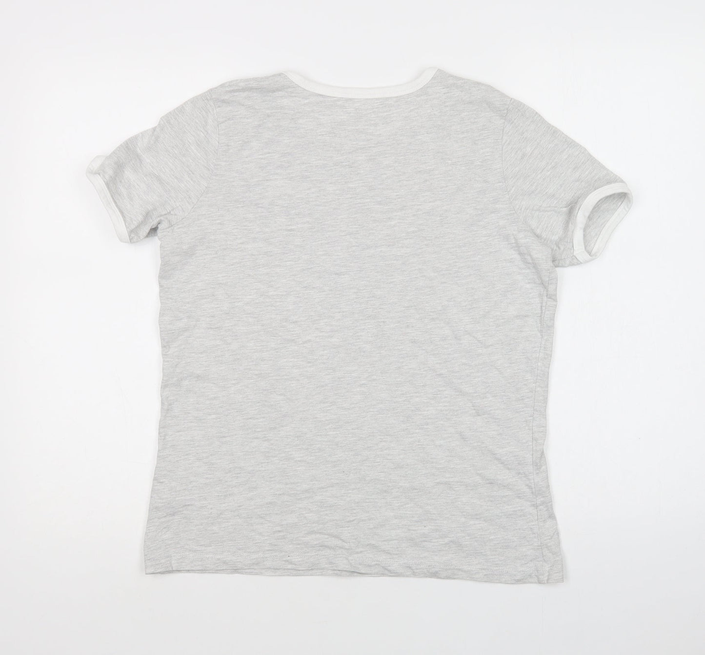 Primark Girls Grey  Cotton Ringer T-Shirt Size 13-14 Years Crew Neck