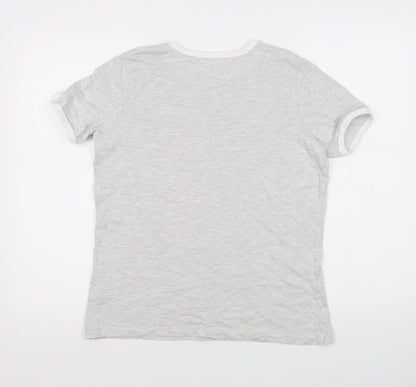 Primark Girls Grey  Cotton Ringer T-Shirt Size 13-14 Years Crew Neck