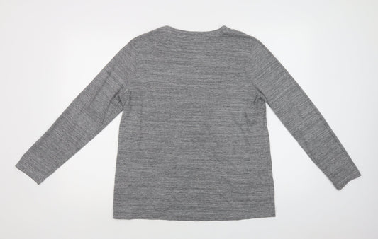 M&S Womens Grey  Polyacrylate Fibre Basic Blouse Size 16 Crew Neck