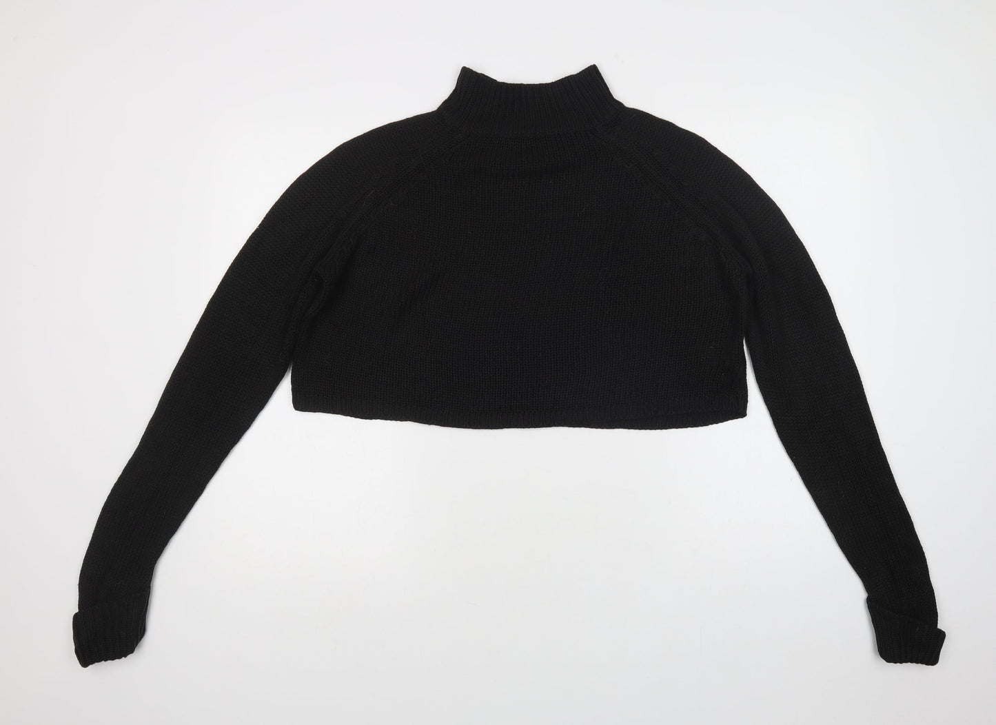 QED Womens Black Mock Neck  Acrylic Pullover Jumper Size M
