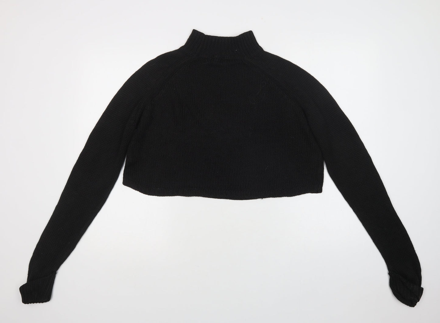 QED Womens Black Mock Neck  Acrylic Pullover Jumper Size M