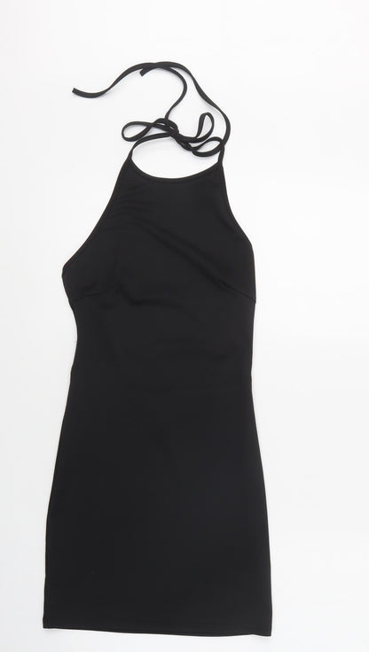Preworn Womens Black  Polyester Bodycon  Size S  Halter