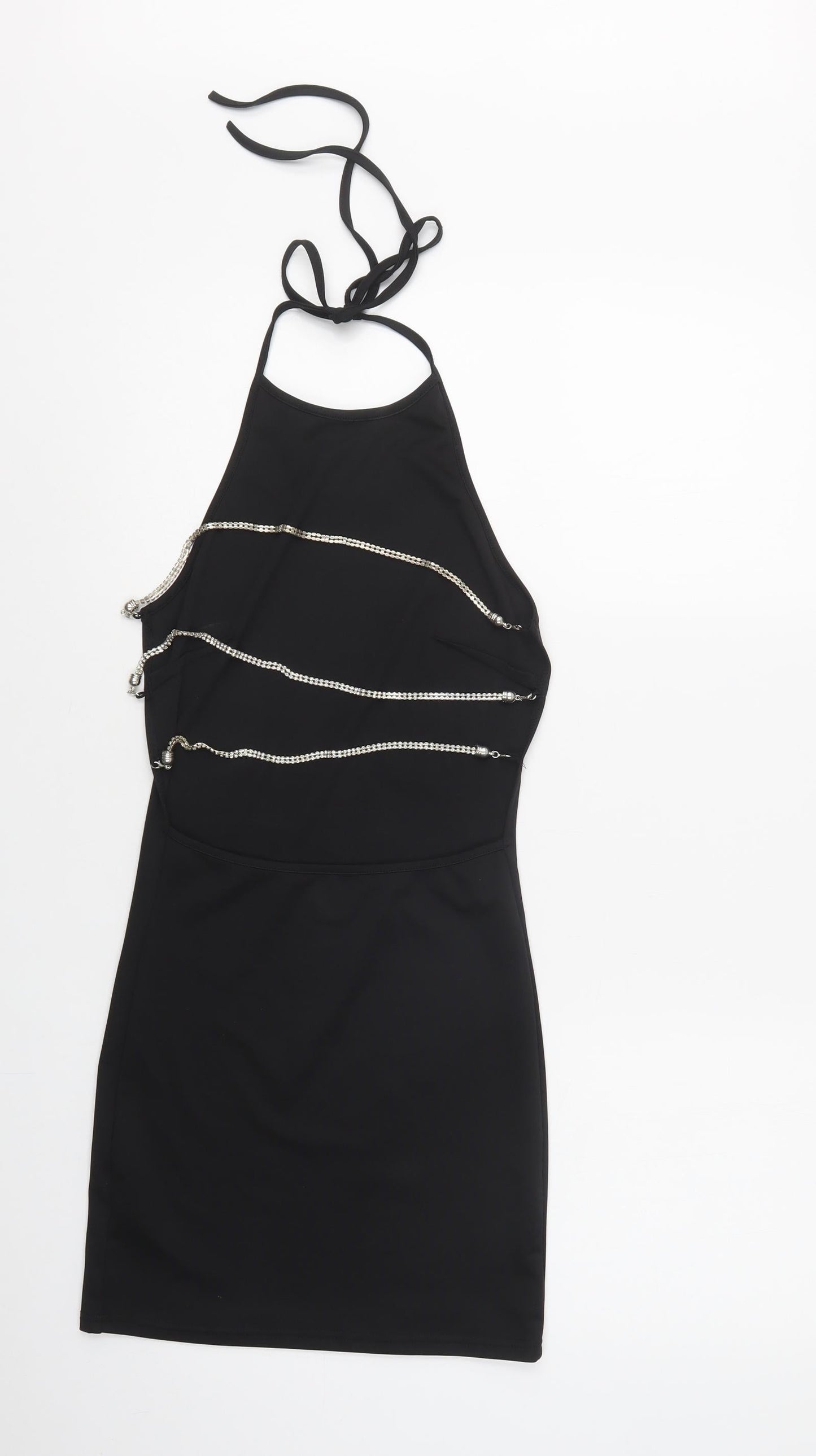 Preworn Womens Black  Polyester Bodycon  Size S  Halter