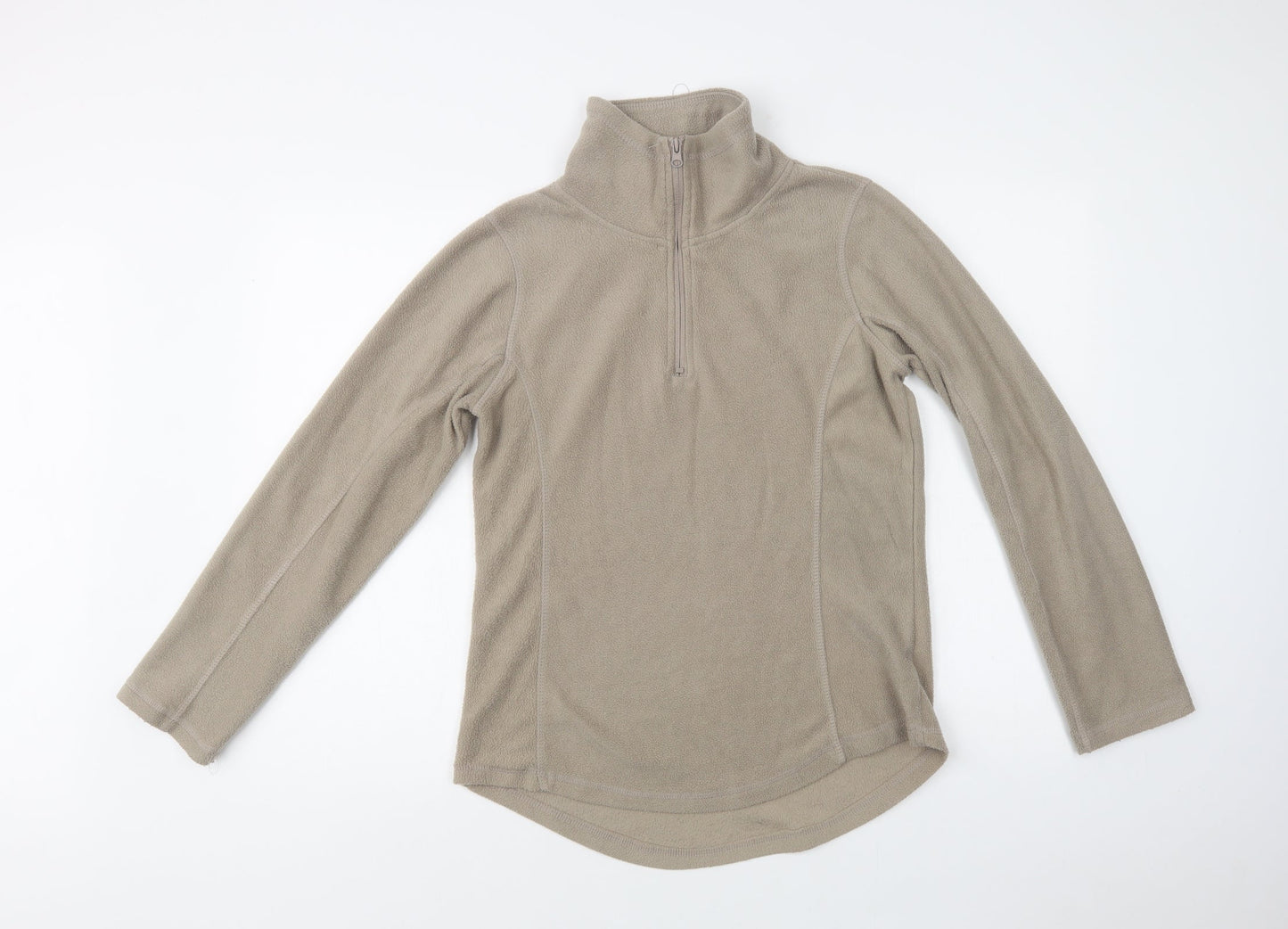 Real Clothing Womens Beige  Polyester Henley Sweatshirt Size S  Zip