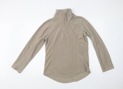 Real Clothing Womens Beige  Polyester Henley Sweatshirt Size S  Zip