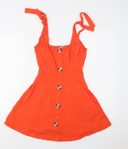 ASOS Womens Orange  Cotton Fit & Flare  Size 6  Round Neck