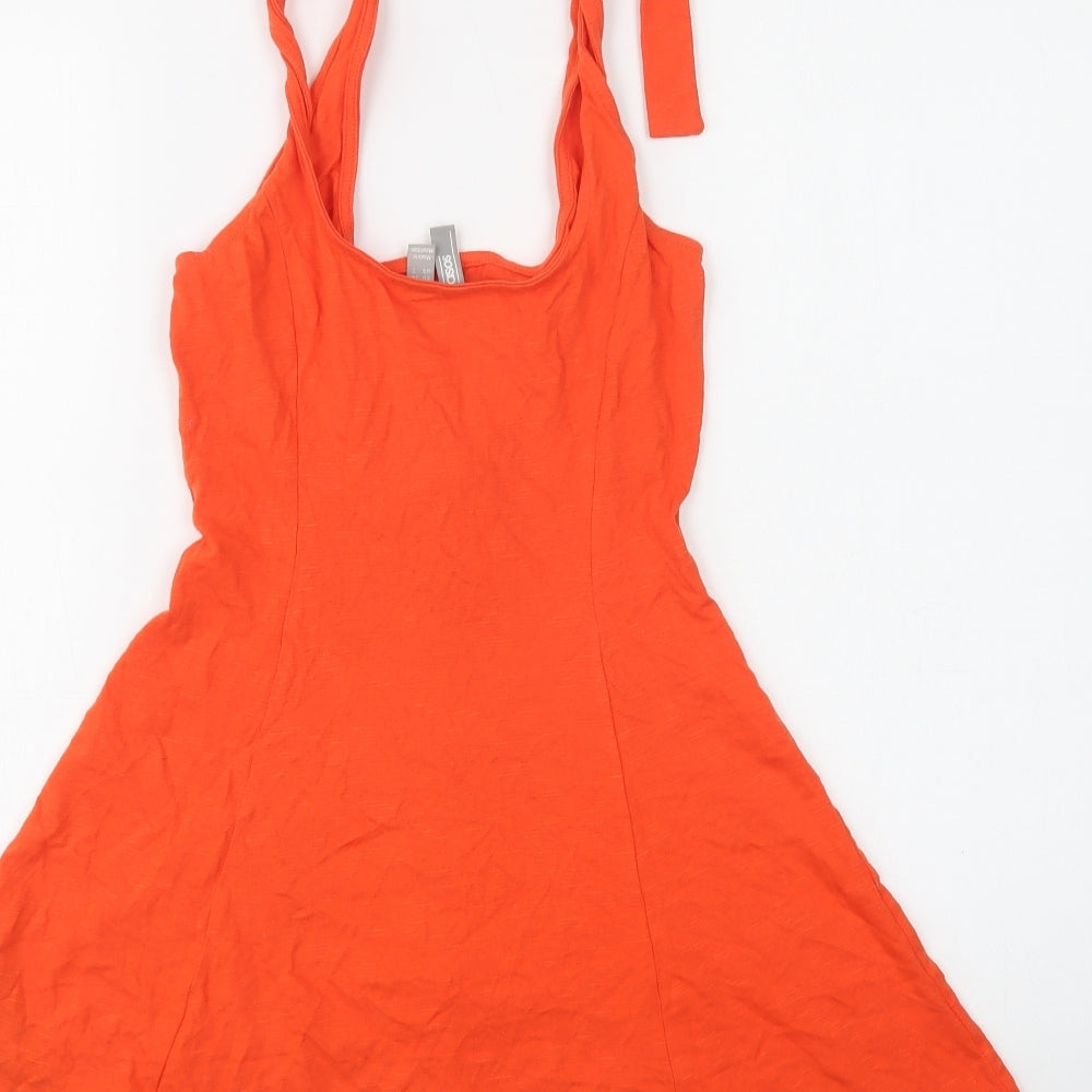 ASOS Womens Orange  Cotton Fit & Flare  Size 6  Round Neck