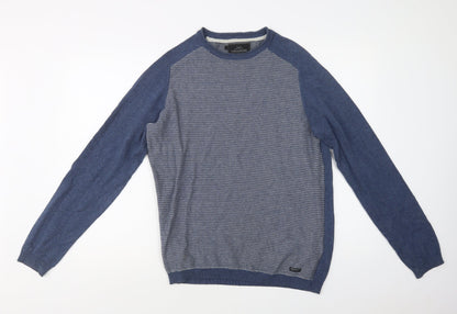 Threadbare Mens Blue Crew Neck  Cotton Pullover Jumper Size M