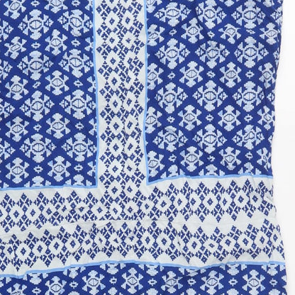 H&M Womens Blue Geometric Viscose Shift  Size 12  V-Neck