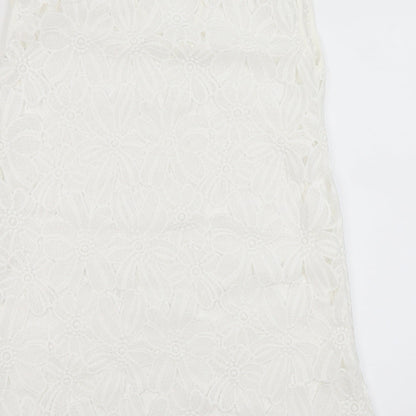 Atmosphere Womens White Floral Polyester Mini  Size M  V-Neck Pullover - Beach Cover Up Dress