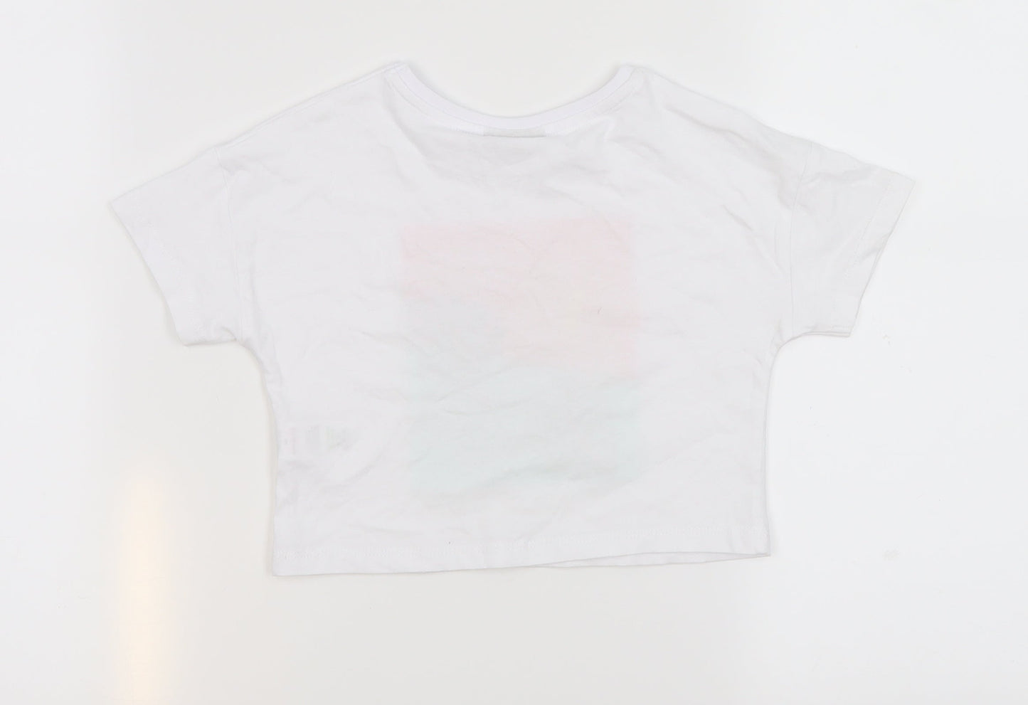 Matalan Girls White  100% Cotton Cropped T-Shirt Size 6 Years Round Neck Pullover - Aloha summer
