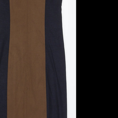 NEXT Womens Brown Colourblock Polyester Pencil Dress  Size 10  Off the Shoulder Zip