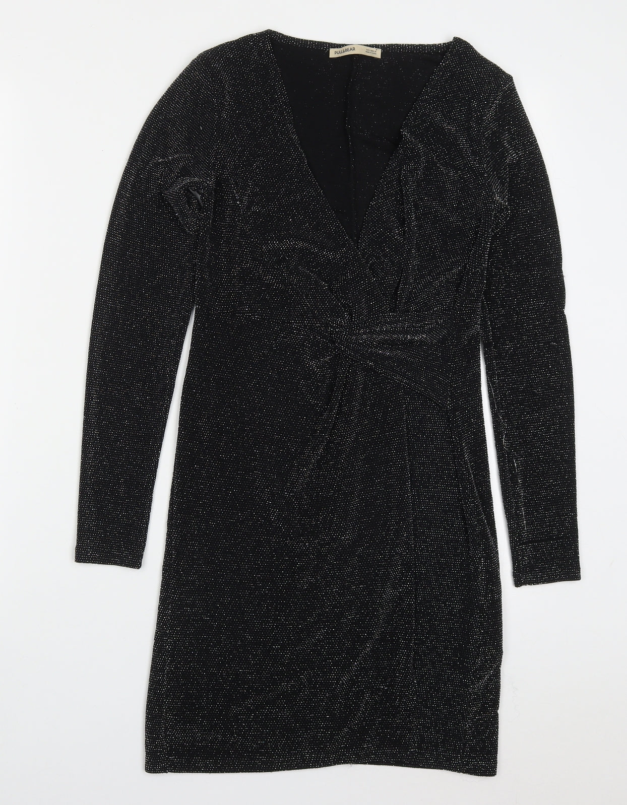 Pull & Bear Womens Black  Nylon Mini  Size S  V-Neck Pullover