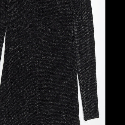 Pull & Bear Womens Black  Nylon Mini  Size S  V-Neck Pullover