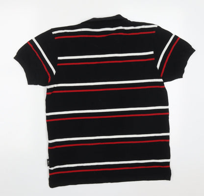 WRU Mens Multicoloured Striped Cotton  Polo Size S Collared Pullover