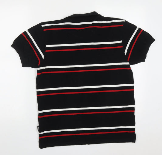 WRU Mens Multicoloured Striped Cotton  Polo Size S Collared Pullover