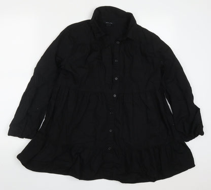 Womens UK Size 10 New Look Black Basic Button-Up