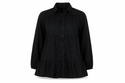 Womens UK Size 10 New Look Black Basic Button-Up