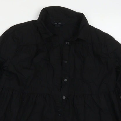 Womens UK Size 10 New Look Black Basic Button-Up
