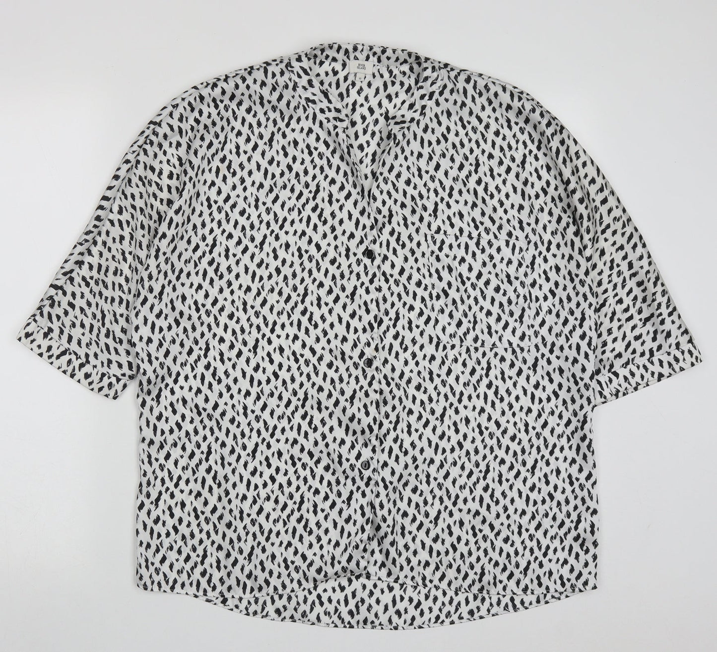 Womens UK Size 10 River Island White Basic Button-Up