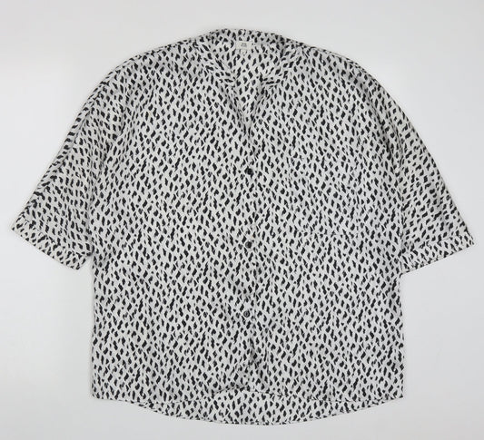 Womens UK Size 10 River Island White Basic Button-Up