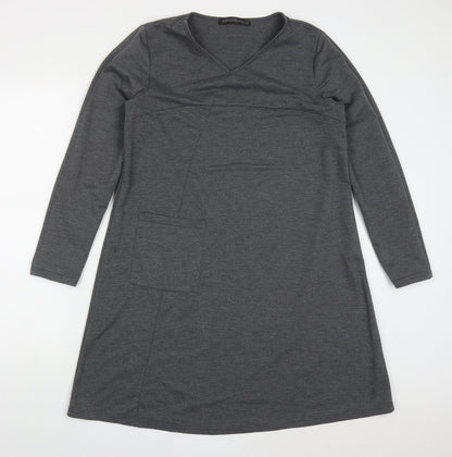Zanzea Womens Grey  Polyester A-Line  Size M  V-Neck Pullover