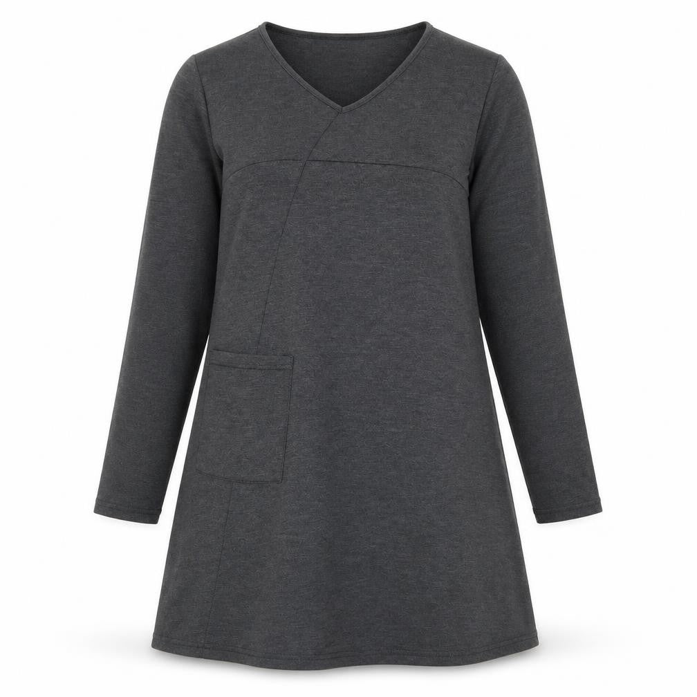 Zanzea Womens Grey  Polyester A-Line  Size M  V-Neck Pullover