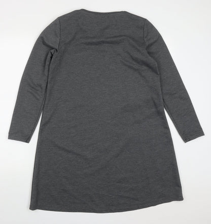 Zanzea Womens Grey  Polyester A-Line  Size M  V-Neck Pullover