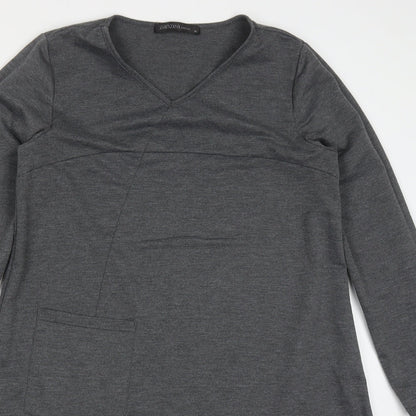 Zanzea Womens Grey  Polyester A-Line  Size M  V-Neck Pullover