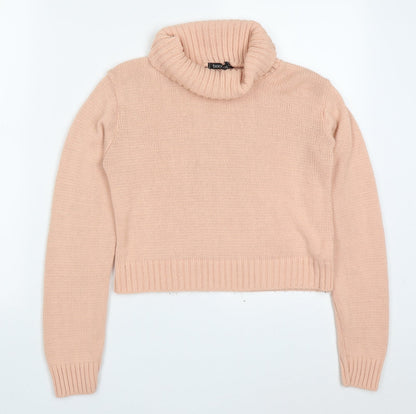 Boohoo Womens Pink Roll Neck  Acrylic Pullover Jumper Size S