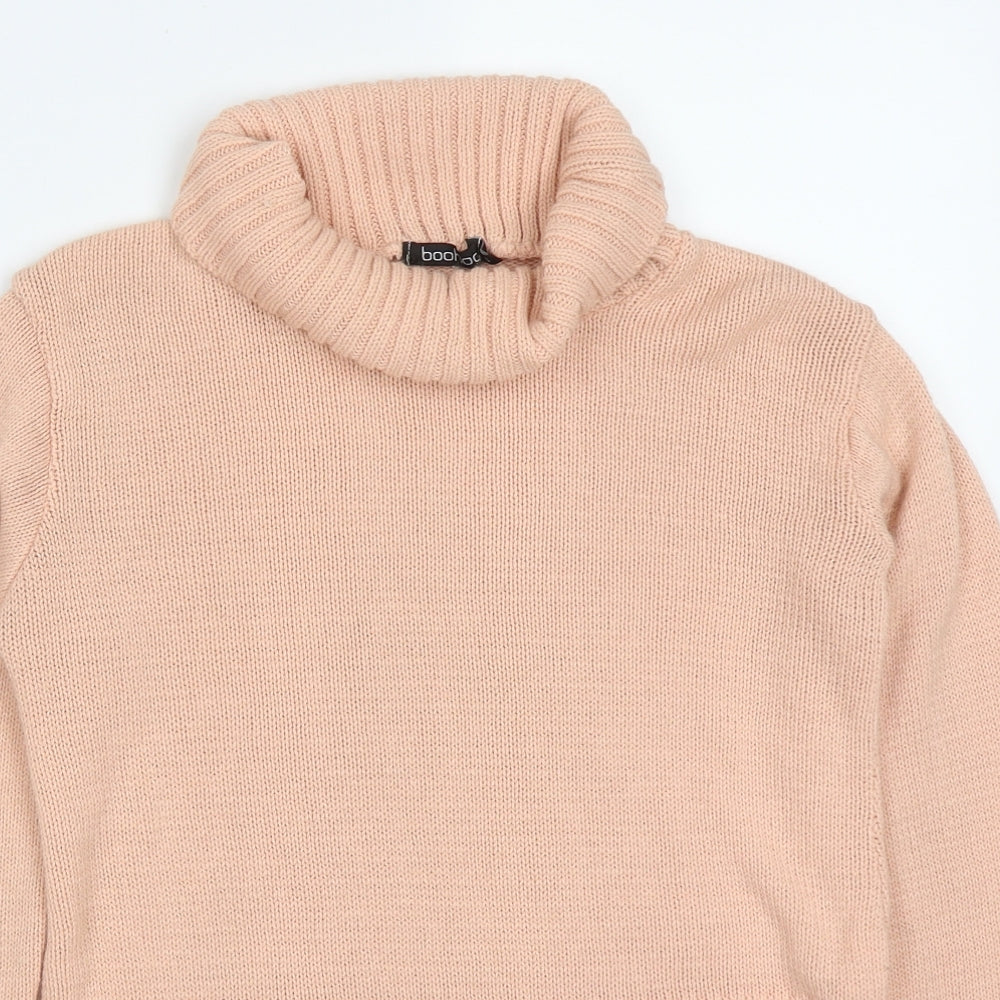 Boohoo Womens Pink Roll Neck  Acrylic Pullover Jumper Size S
