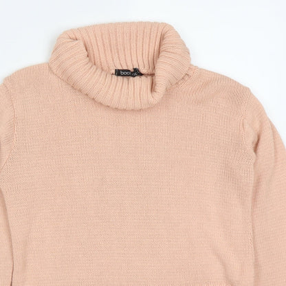 Boohoo Womens Pink Roll Neck  Acrylic Pullover Jumper Size S