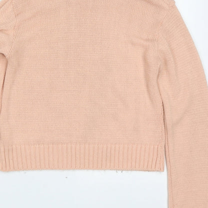 Boohoo Womens Pink Roll Neck  Acrylic Pullover Jumper Size S