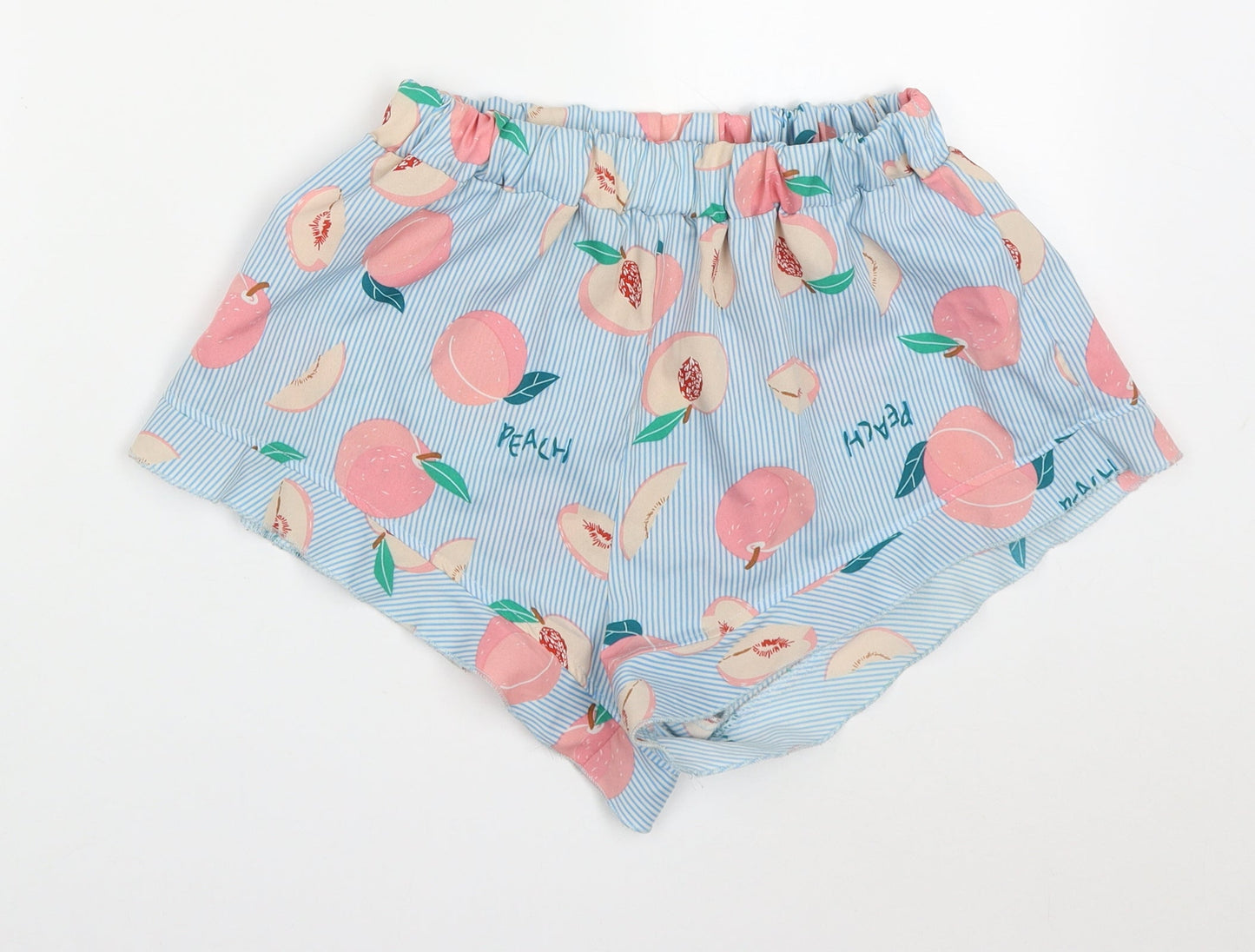 SheIn Womens Multicoloured Striped Polyester Mom Shorts Size M  Regular  - Peach Pyjama Shorts