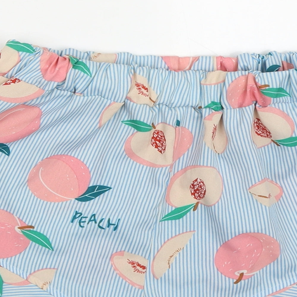 SheIn Womens Multicoloured Striped Polyester Mom Shorts Size M  Regular  - Peach Pyjama Shorts