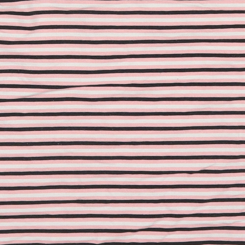 George Girls Pink Striped Cotton Cropped T-Shirt Size 11-12 Years Crew Neck Pullover - Make Yourself Proud