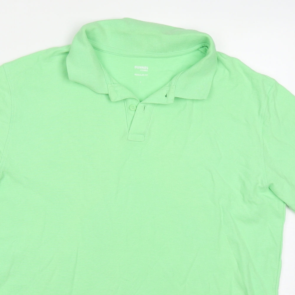 Dunnes Mens Green  Cotton  Polo Size L Collared Pullover