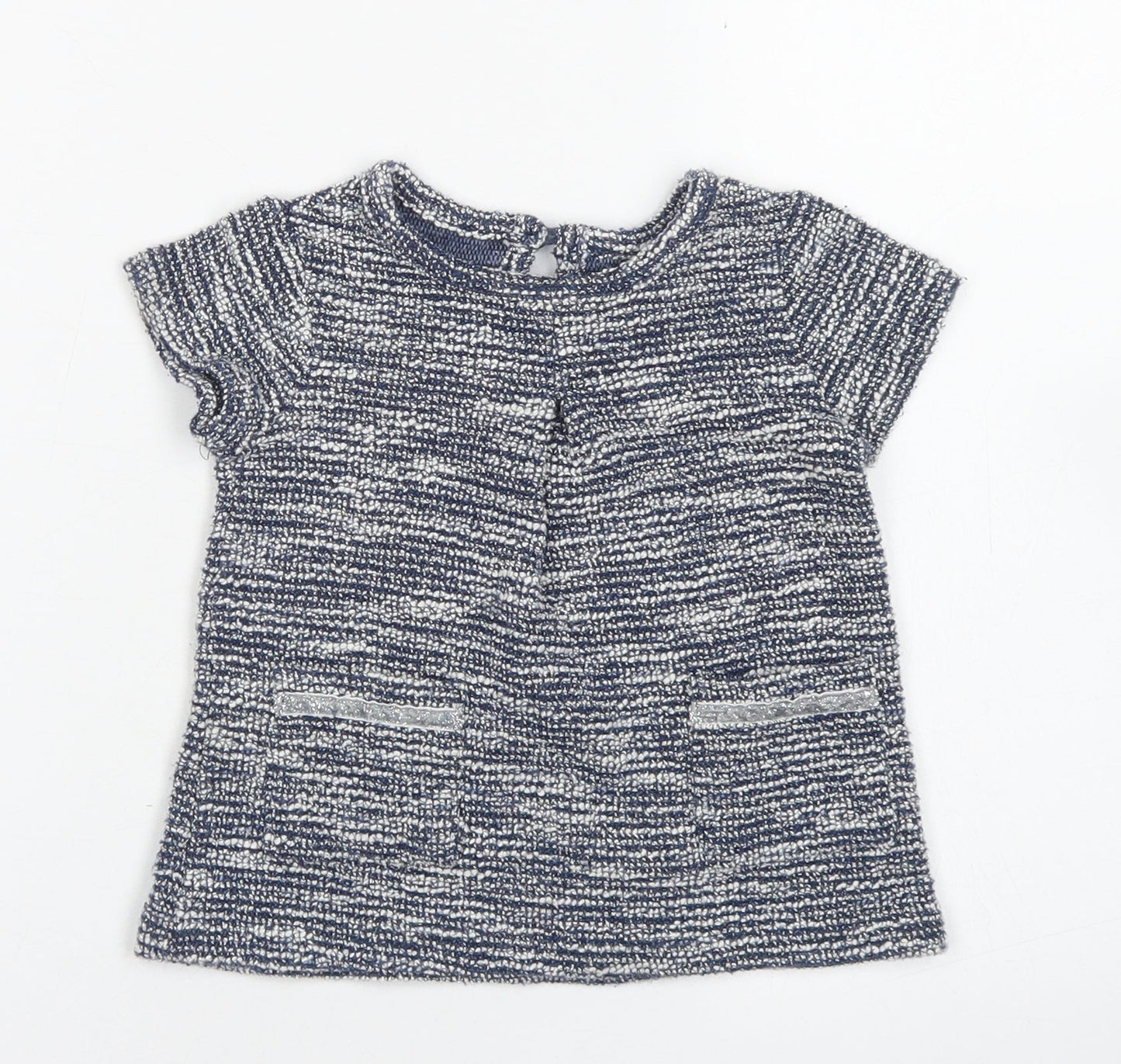 Primark Girls Blue  Cotton A-Line  Size 6-9 Months  Crew Neck Button