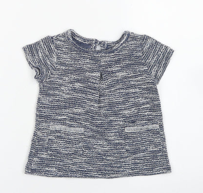 Primark Girls Blue  Cotton A-Line  Size 6-9 Months  Crew Neck Button