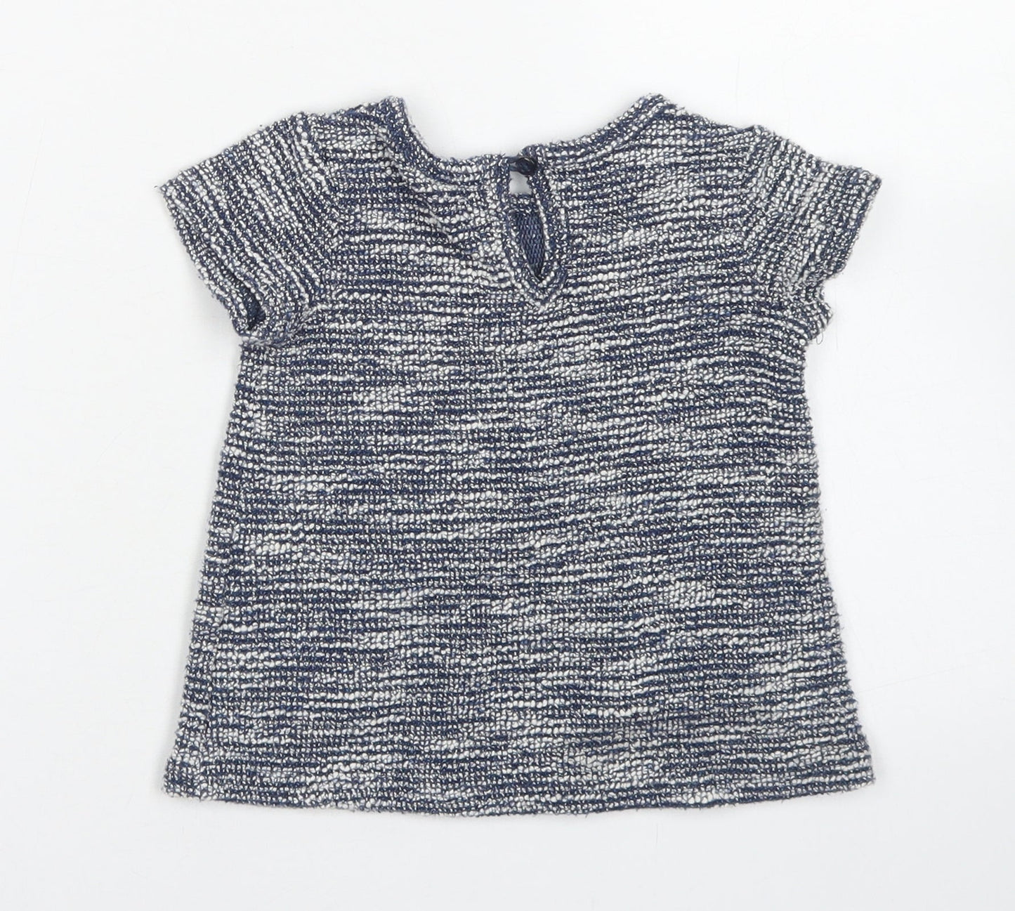 Primark Girls Blue  Cotton A-Line  Size 6-9 Months  Crew Neck Button