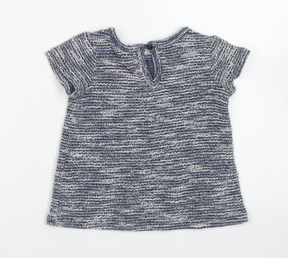 Primark Girls Blue  Cotton A-Line  Size 6-9 Months  Crew Neck Button