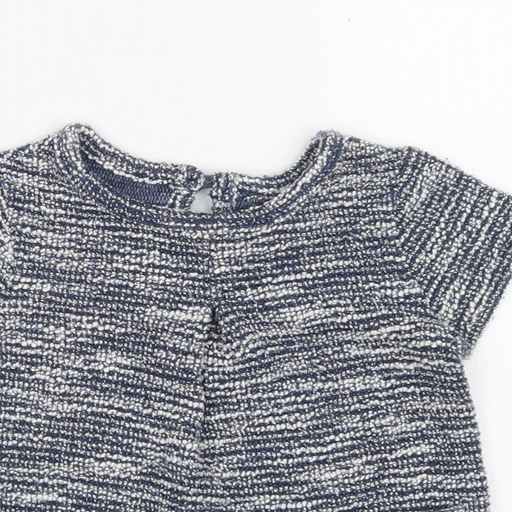 Primark Girls Blue  Cotton A-Line  Size 6-9 Months  Crew Neck Button
