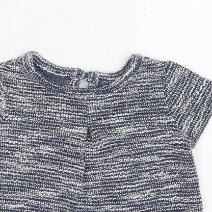 Primark Girls Blue  Cotton A-Line  Size 6-9 Months  Crew Neck Button